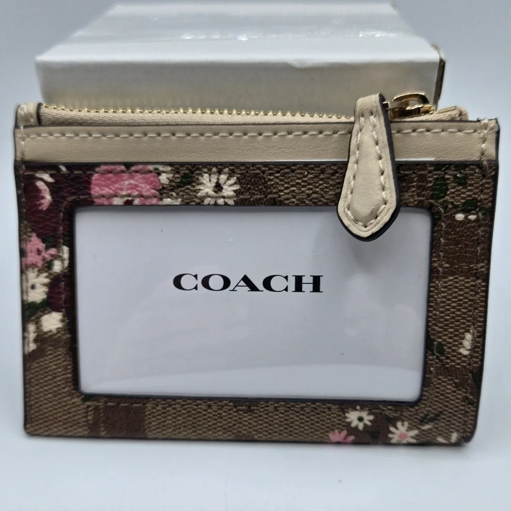 Coach Mini Skinny Id Case Evergreen Print